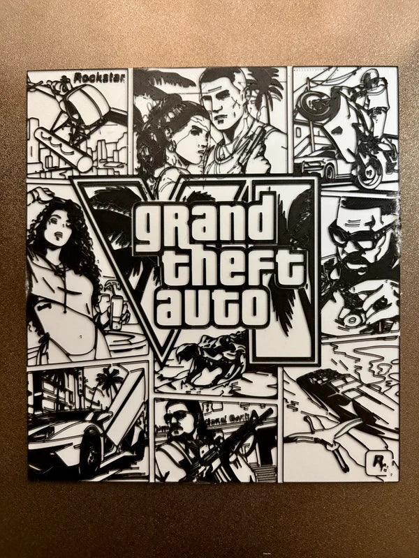 Layers Monk GTA Inspired 3D Printed Wall Art – Gaming Room & Desk Decor