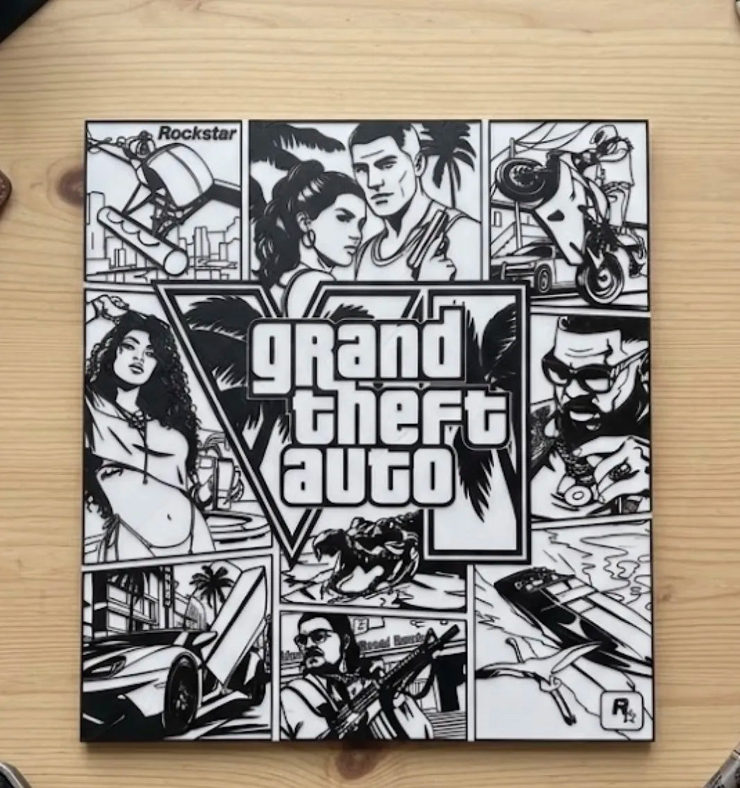 Layers Monk GTA Inspired 3D Printed Wall Art – Gaming Room & Desk Decor