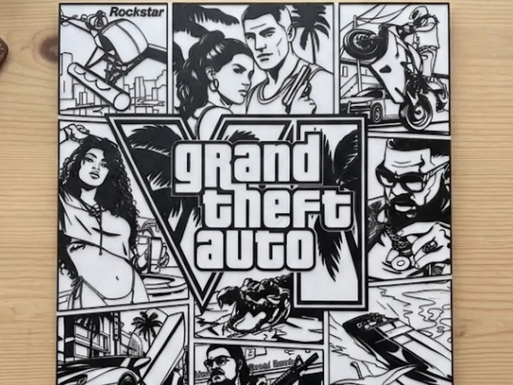 Layers Monk GTA Inspired 3D Printed Wall Art – Gaming Room & Desk Decor