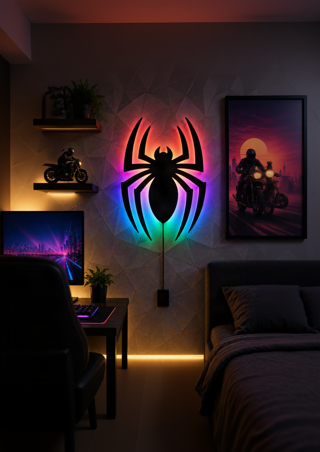 Spider Inspired LED Wall Light | 3D Printed Wall Decor