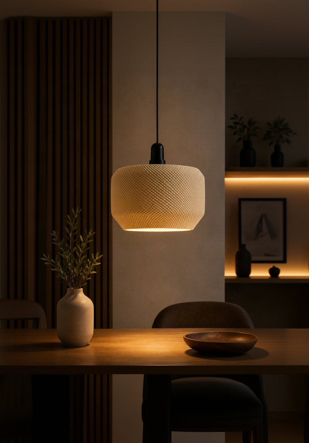 Layers Monk | Modern Textured Pendant Lamp Shade | 3D Printed Hanging Light