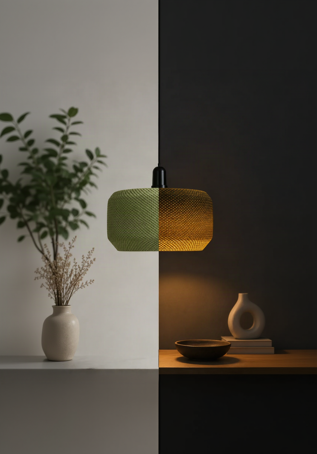 Layers Monk | Modern Textured Pendant Lamp Shade | 3D Printed Hanging Light