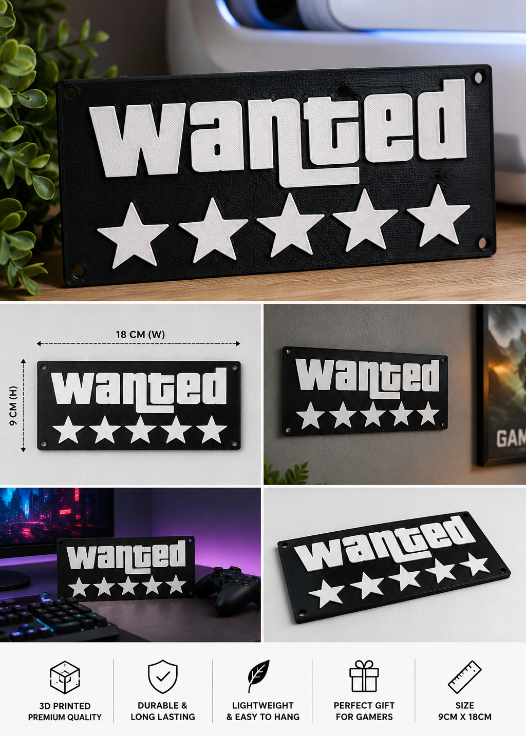 Layers Monk | Wanted Rating Gaming Inspired 3D Wall Art | 3D Printed Desk & Wall Decor
