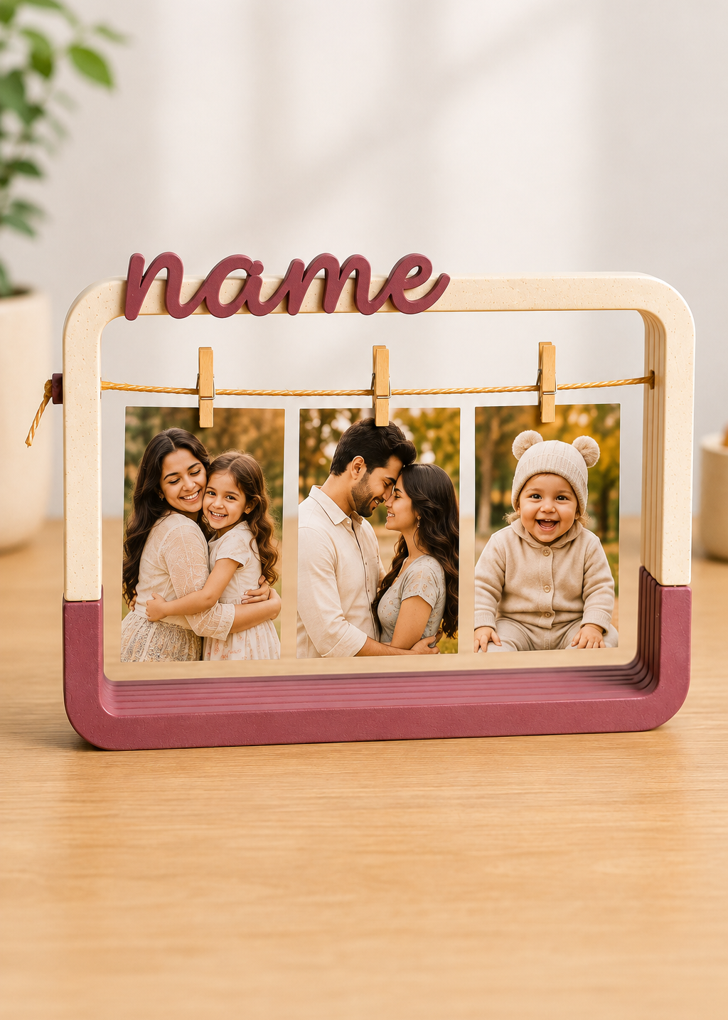 Layers Monk | Modern Personalized Photo Display Frame with Custom Name | 3D Printed Memory Photo Holder