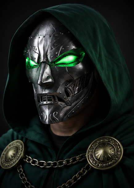 Layers Monk | Dr. Doom Wearable Mask with Green LED Eyes | 3D Printed