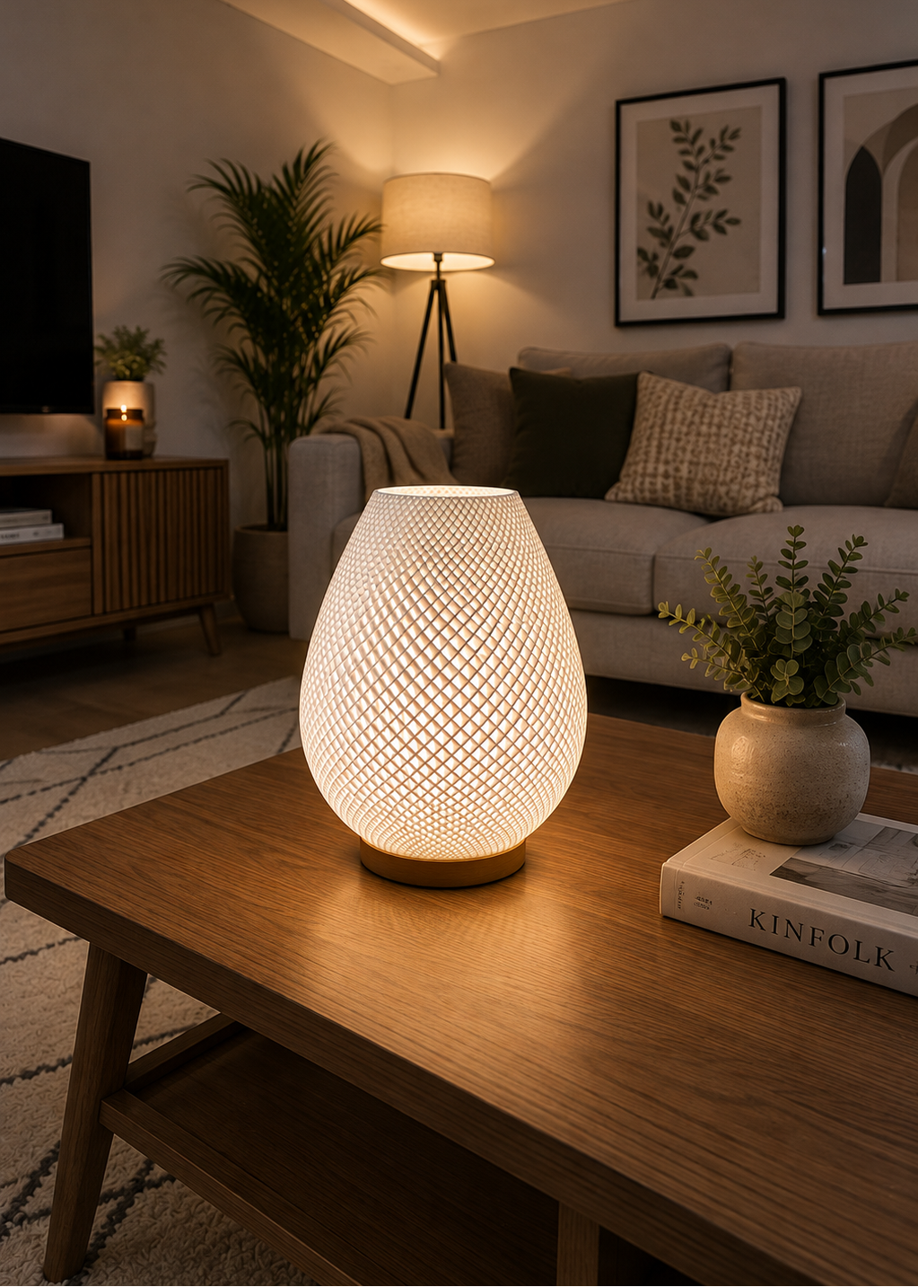 Layers Monk | Modern 3D Printed Mesh Table Lamp | Minimalist Decorative Lamp