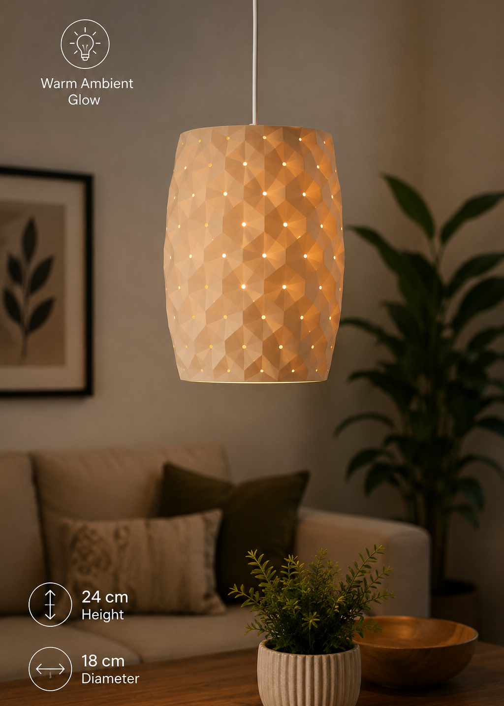 Layers Monk | Modern Geometric Pendant Lamp Shade | 3D Printed