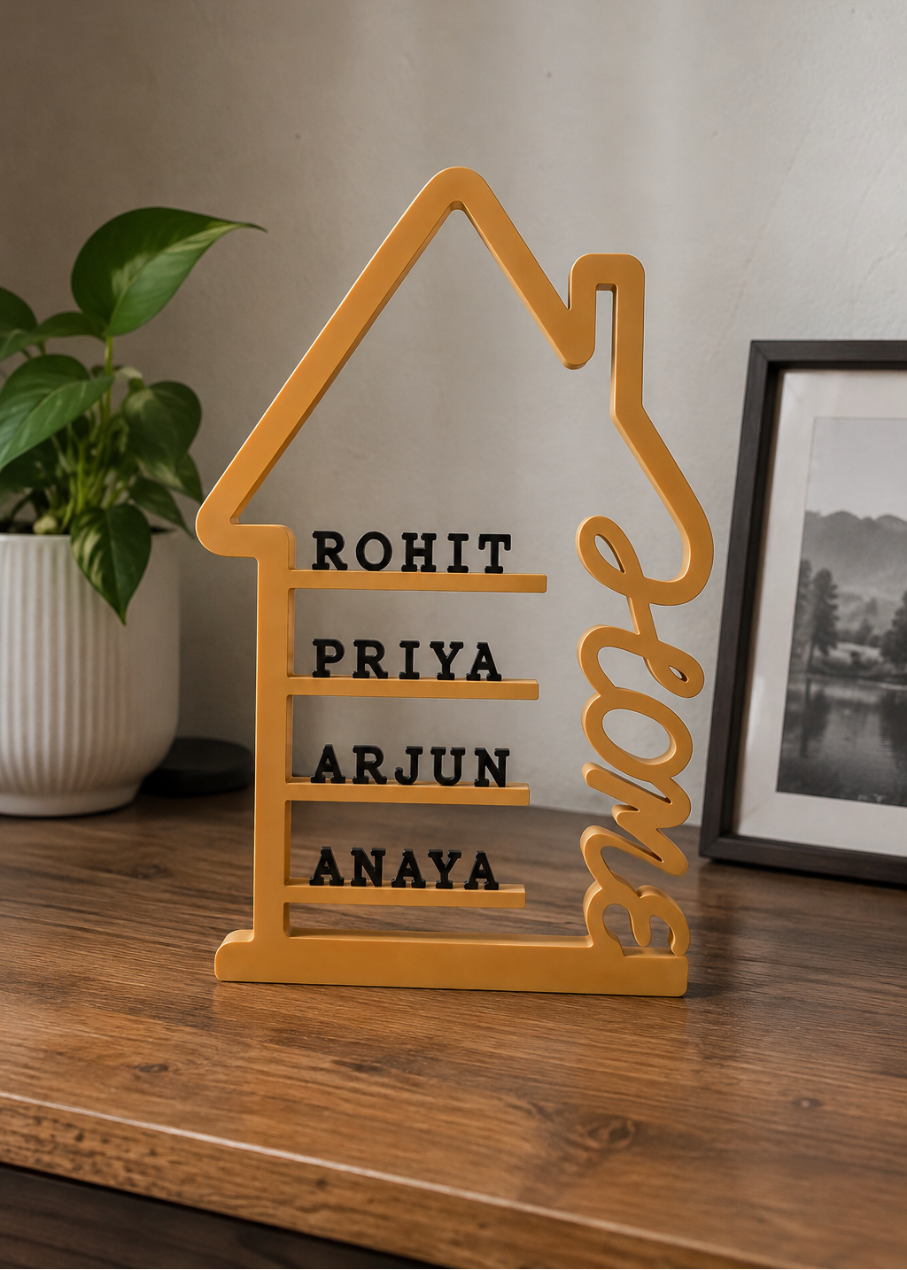 Layers Monk | Modern Personalized Family Name Sign | Custom Family Home Decor | 3D Printed
