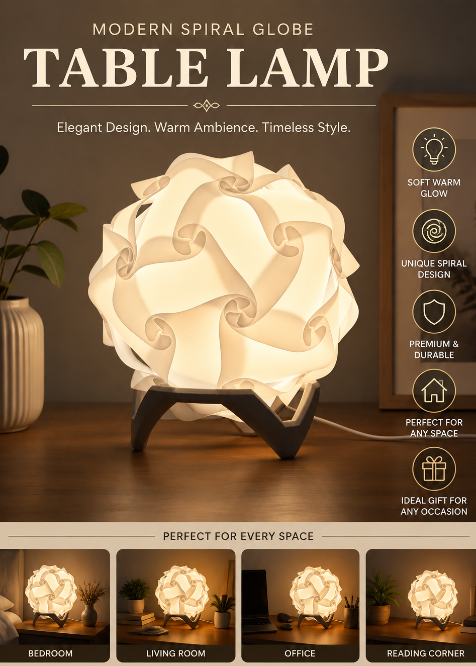 Layers Monk | Modern Table Lamp | 3D Printed Decorative Ambient Night Lamp