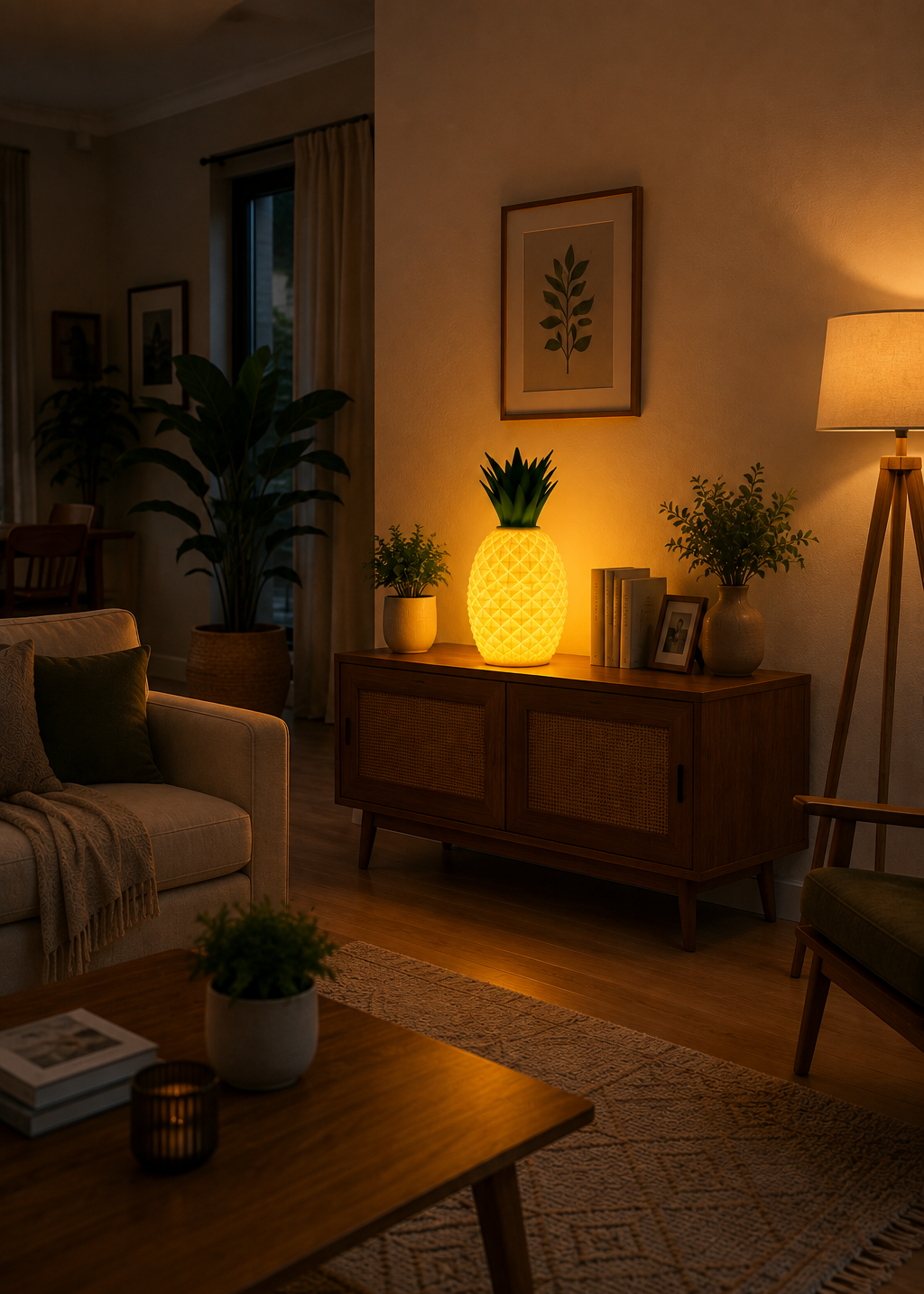 Layers Monk | Pineapple Table Lamp | 3D Printed Decorative Lamp