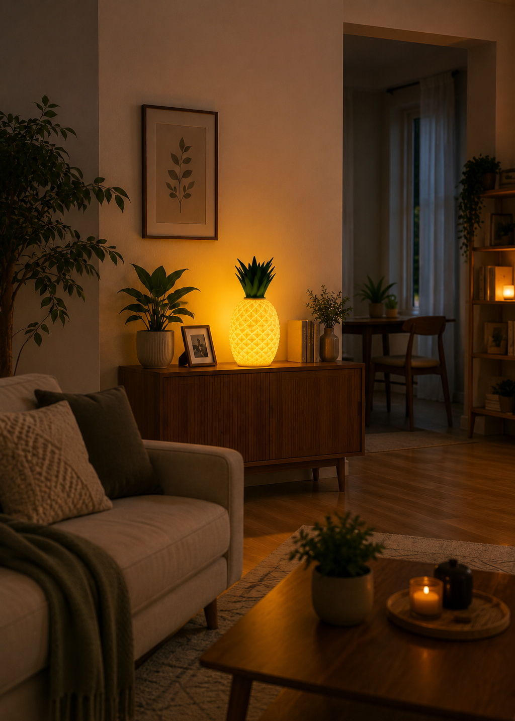 Layers Monk | Pineapple Table Lamp | 3D Printed Decorative Lamp