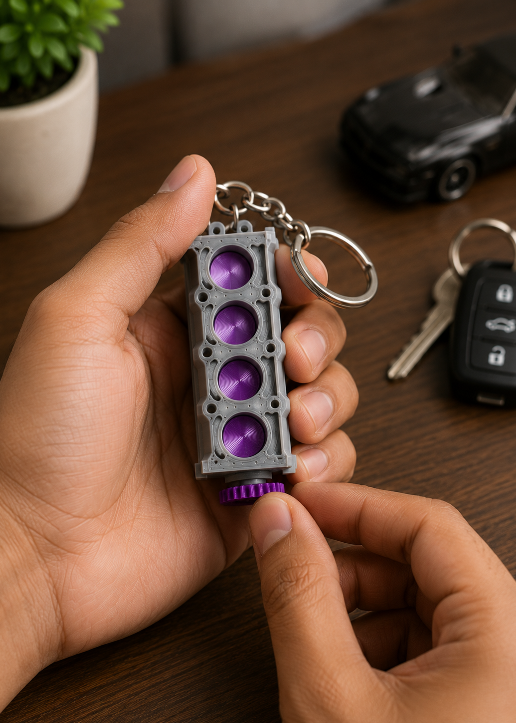 Layers Monk | Working Inline 4 Cylinder Engine Keychain | 3D Printed