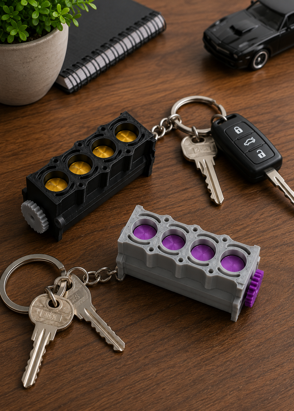 Layers Monk | Working Inline 4 Cylinder Engine Keychain | 3D Printed