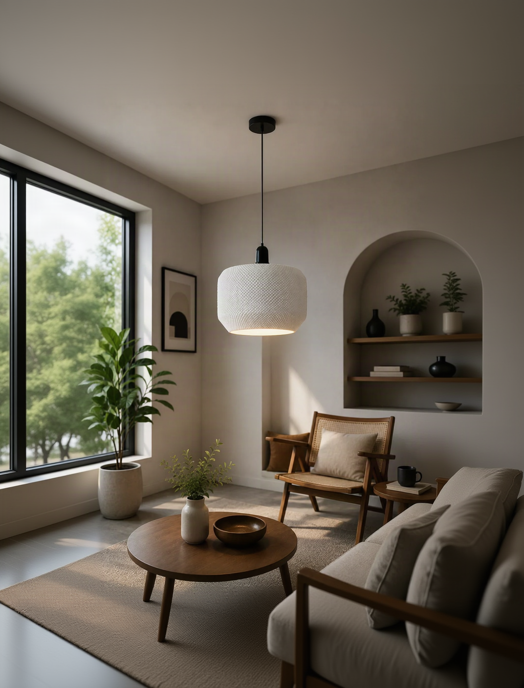 Layers Monk | Modern Textured Pendant Lamp Shade | 3D Printed Hanging Light