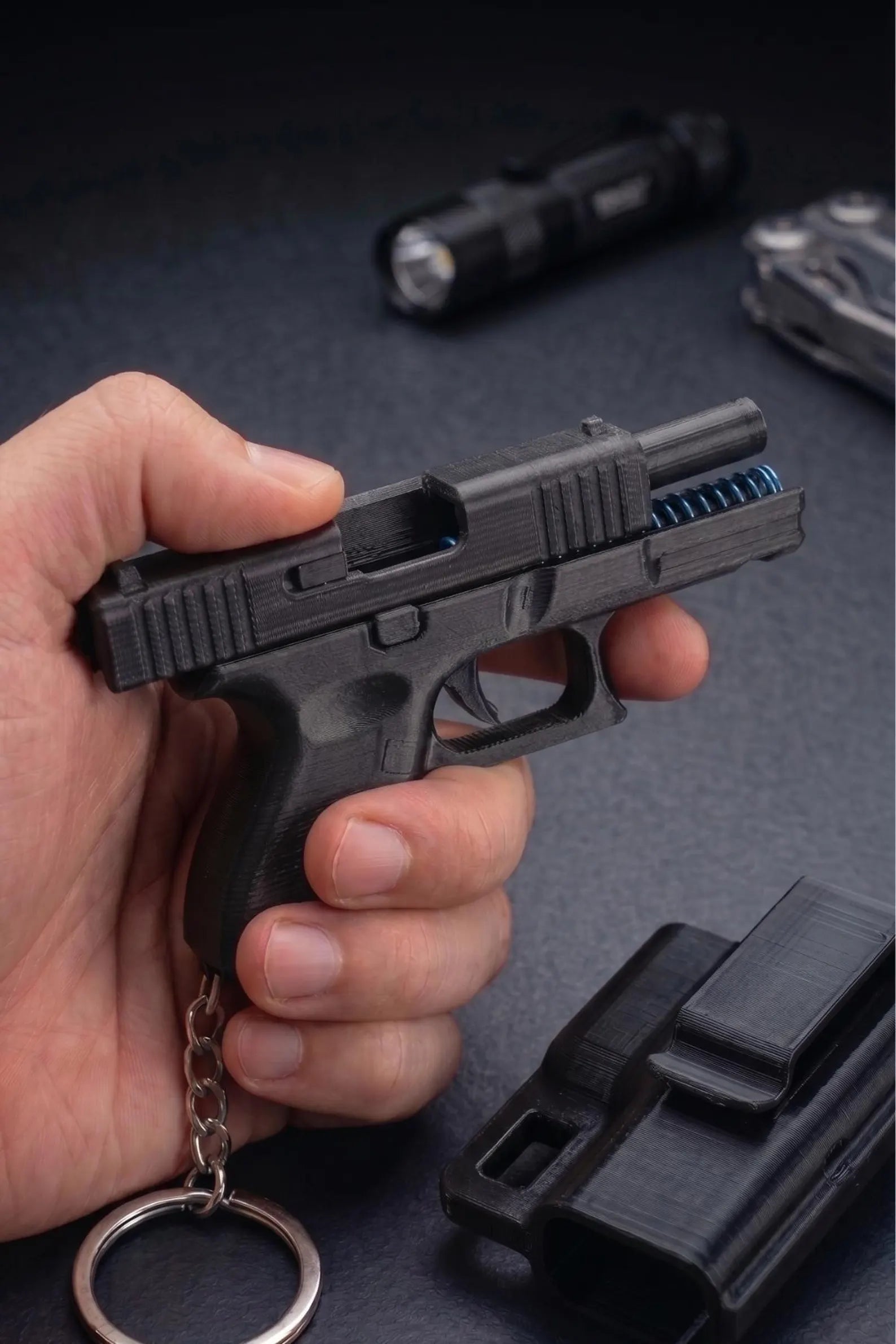 Layers Monk 3D Printed Tactical Slider with Belt Holster | Mechanical EDC Gear & Keychain